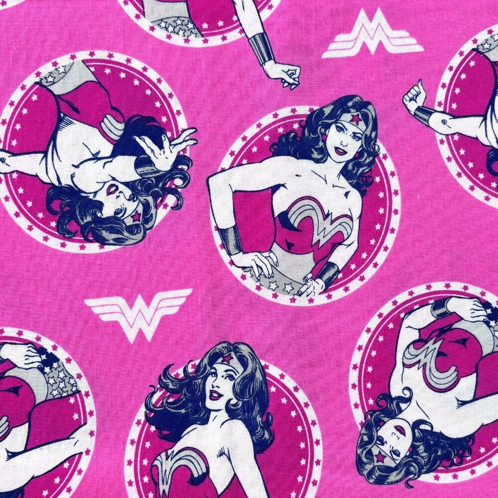 Wonder Woman Pink Flannel Fabric Camelot Fabrics DC Comics Cotton